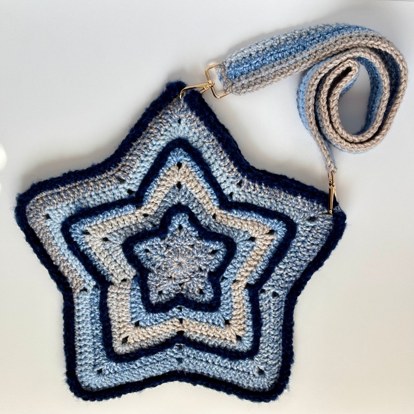 Navy and Light Blue with Cream Star bag