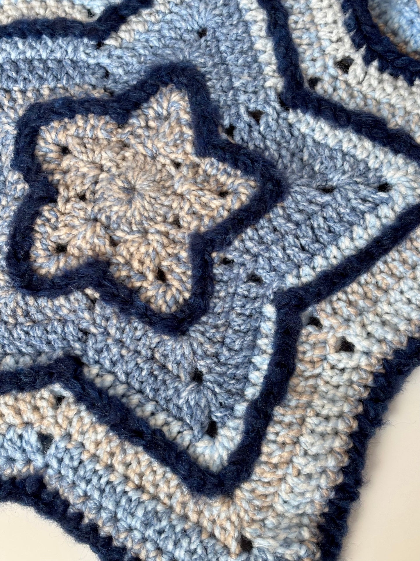 Navy and Light Blue with Cream Star bag