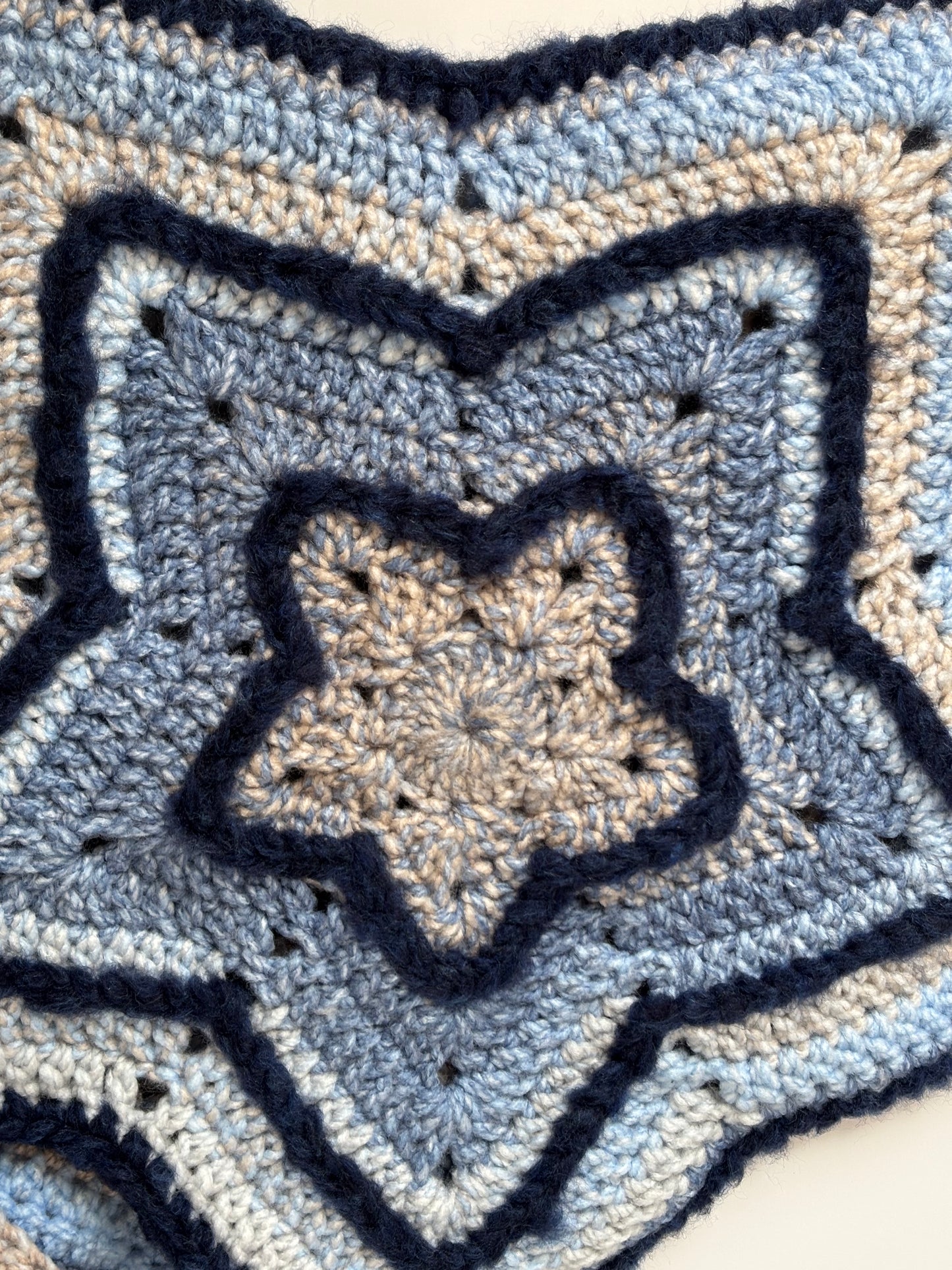 Navy and Light Blue with Cream Star bag