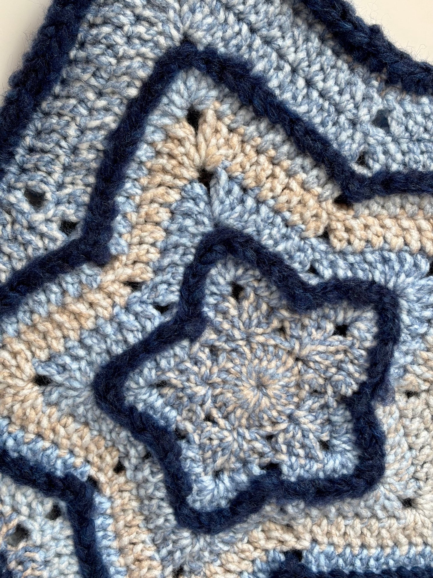 Navy and Light Blue with Cream Star bag